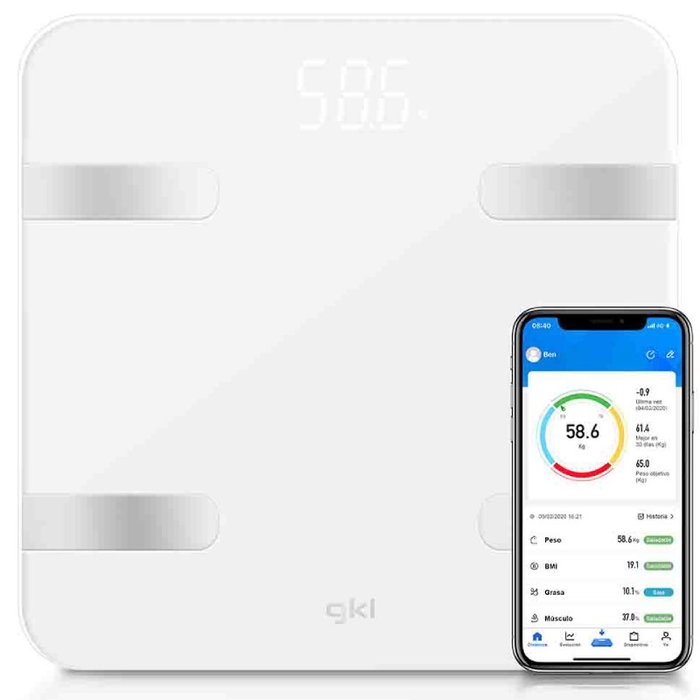 GKL Fitblue 300 White Báscula de Baño con Bioimpedancia GKL Fitblue 300 White Báscula de Baño con Bioimpedancia